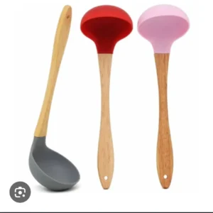 COLHER DE SOPA MADEIRA E SILICONE 31,5CM