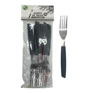 Conjunto de Garfo de Mesa Colorido Preto 06PÇS