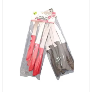 Faca de Churraco Kit com 6 Vermelho ou vermelho.