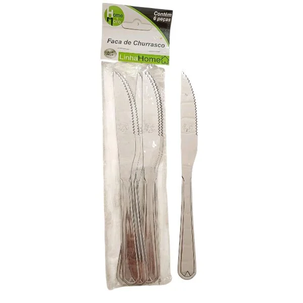 Faca de Churrasco Inox 06 pçs