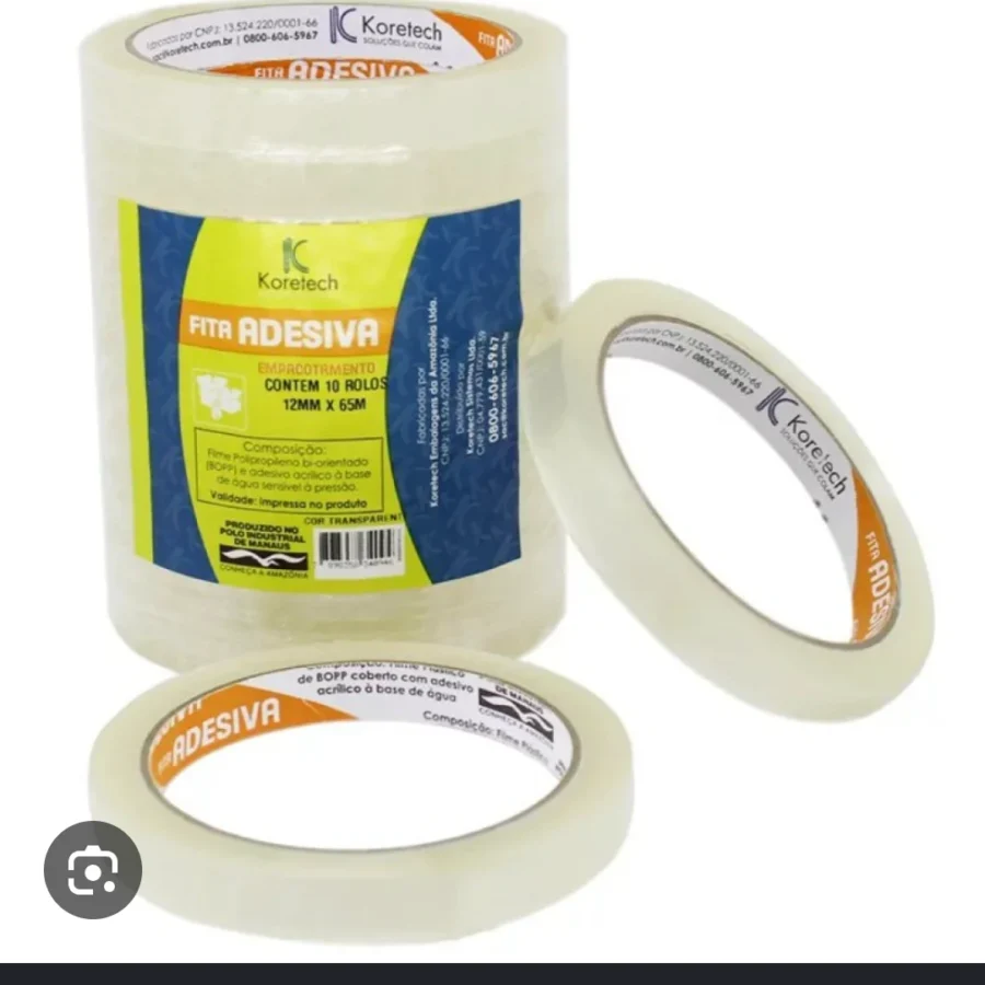 Fita Adesiva Acilica a Base de Agua  12 mm X65 /10 UNIDADES