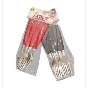 Garfo de Mesa  Kit  6 Pessas   Vermelho /Preto