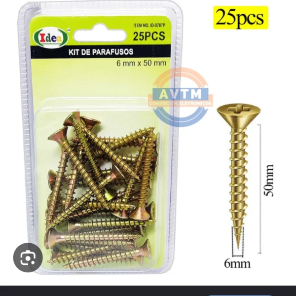 KIT DE PARAFUSO 25 PEÇAS 6X50MM