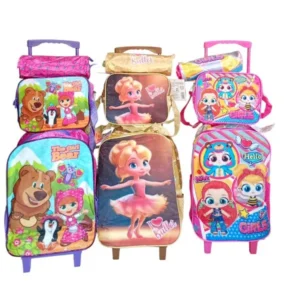 Kit mochila c/ rodinhas + Lancheira+porta lápis Feminina Sortida |Winth