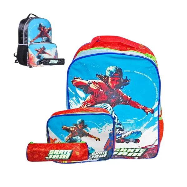 Kit Mochila + Lancheira + Estojo Skate Jam