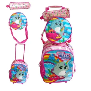 Kit Mochila+ Lancheira + porta Lápis Lovely Ocean Friends  |Rocie