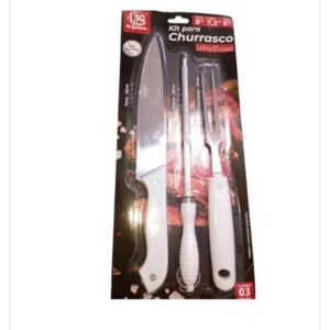 Kitn Para Churrasco faca 8,chaira7,5,,garfo6,, Aço Inox. Contem 3 Peças