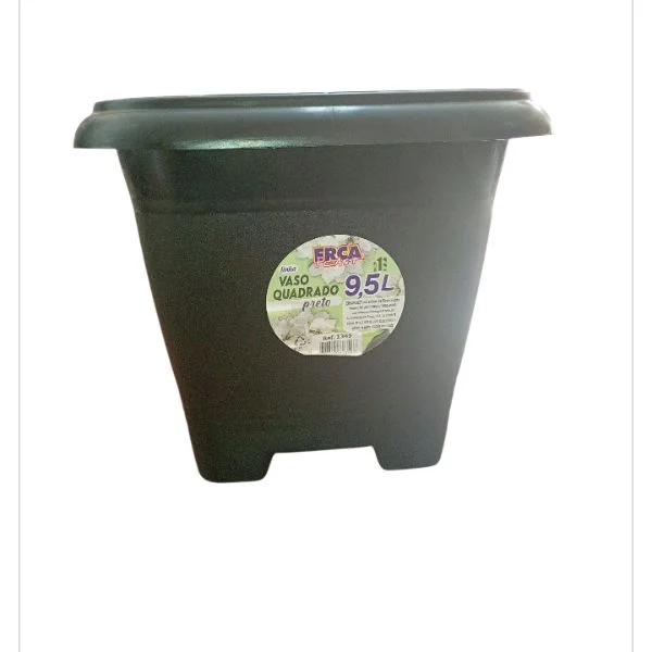 Vaso Quadrado Preto 9,5 Litros